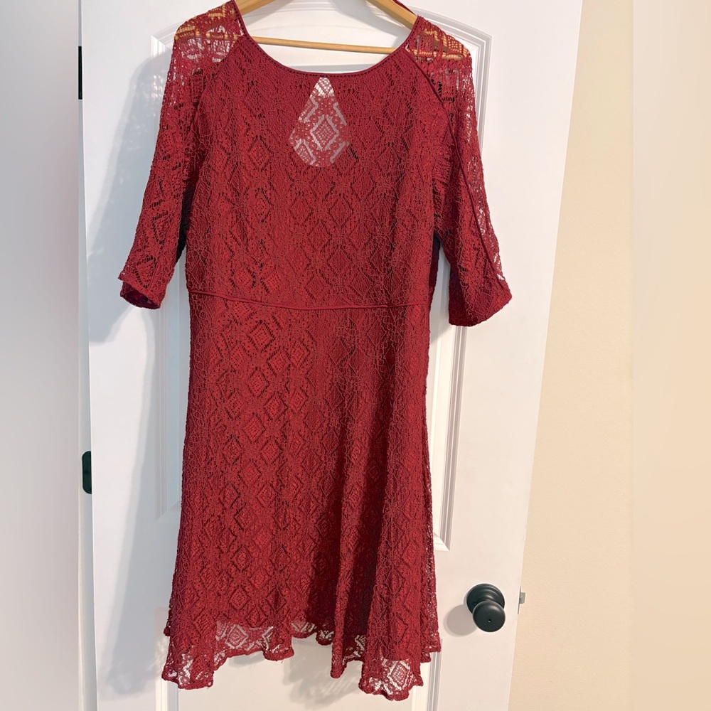 DKNYC Burgundy Lace Midi Dress